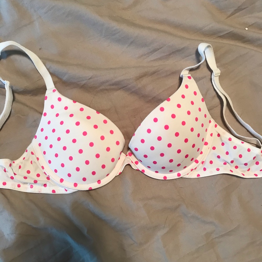 VS pink polka dot bra